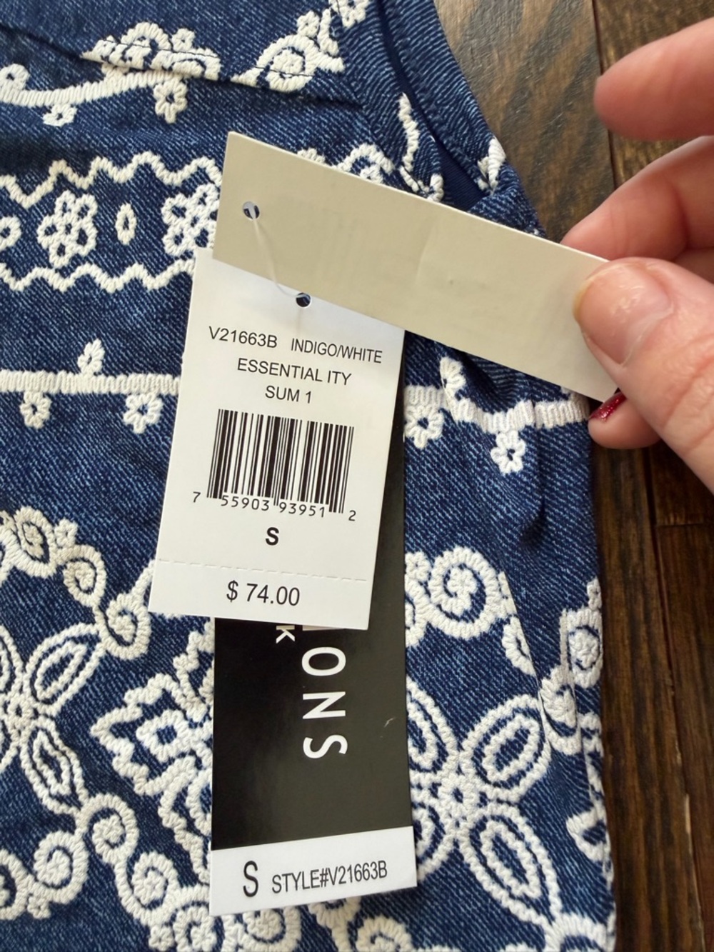 Perceptions Navy and White Patterned Girls' Dress - Picture 5 of 7